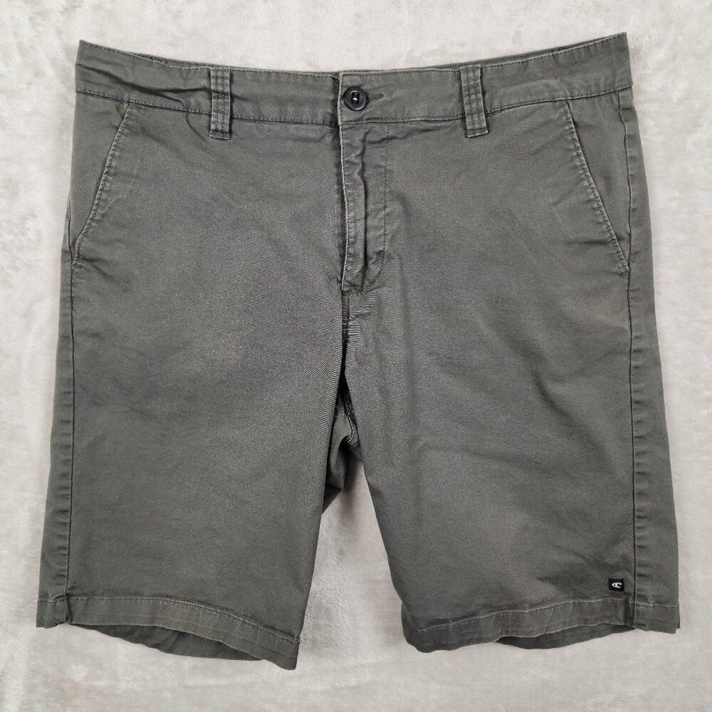 O'Neill Shorts Chino Flat Front Gray Mens Size 36 Standard Fit Smart Casual
